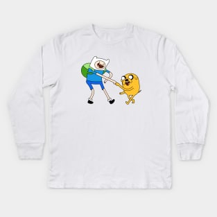 Finn and Jake fist bump Adventure Time Kids Long Sleeve T-Shirt